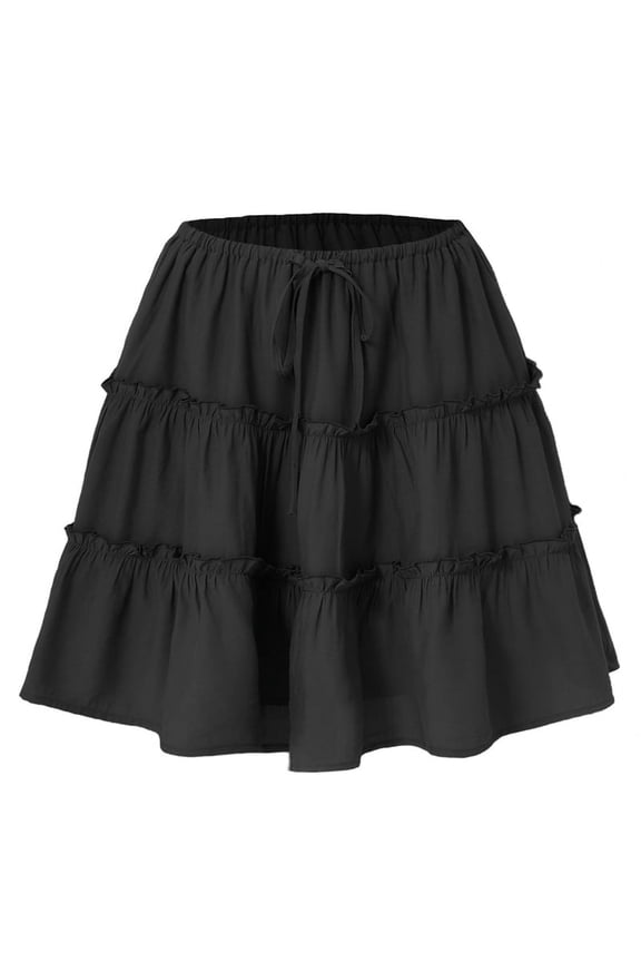 Women Floral Flared Short Skirt Cute High Waist Ruffle Skirt Beach Mini Skirt