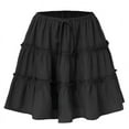 thumbnail image 1 of Women Floral Flared Short Skirt Cute High Waist Ruffle Beach Mini Black S, 1 of 8