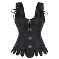 thumbnail image 1 of Women Floral Gothic Corset Tops Adjustable Strap Bustier Tank Vests with Front Buckle and Back Strap Adjustment Vintage Boned Overbust Bustier Black L, 1 of 8