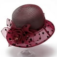 thumbnail image 1 of Women Floral Hollow Mesh Sun Hat Breathable Lightweight Holiday Beach Outdoor Sun Block Headwear, 1 of 3