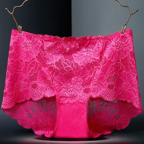 Women Floral Lace High Waist Underwear Full Coverage Panties Mesh Breathable See Through Briefs Soft Stretch Lingerie Underwear for Women High Waist plus Size Panties Lace Seamless Athletic Underwear