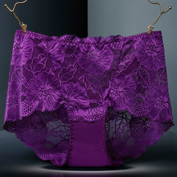 Women Floral Lace High Waist Underwear Full Coverage Panties Mesh Breathable See Through Briefs Soft Stretch Lingerie Underwear for Women High Waist plus Size Panties Lace Seamless Athletic Underwear