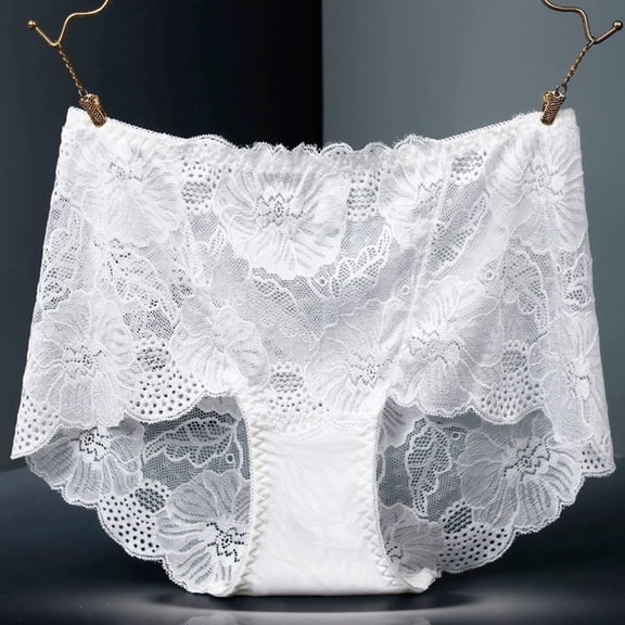 Women Floral Lace High Waist Underwear Full Coverage Panties Mesh Breathable See Through Briefs Soft Stretch Lingerie Underwear Women No Show Vintage America Shorts for Women Seamless Bikini Underwear