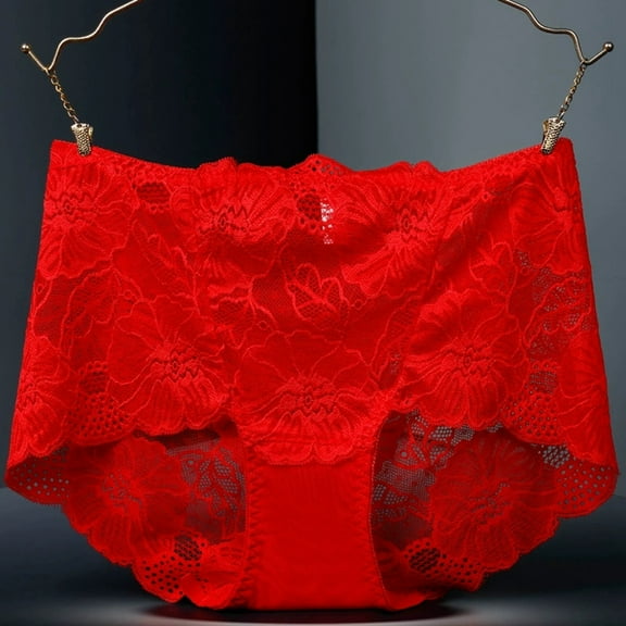 Women Floral Lace High Waist Underwear Full Coverage Panties Mesh Breathable See Through Briefs Soft Stretch Lingerie Underwear Women No Show Vintage America Shorts for Women Seamless Bikini Underwear