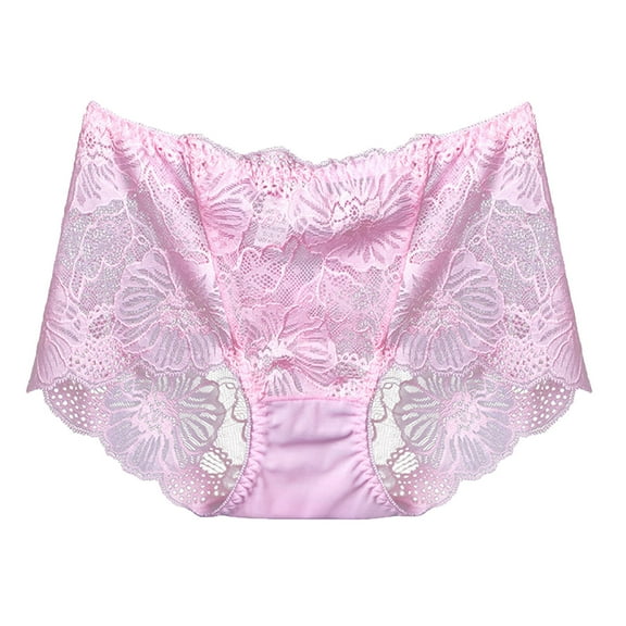 Women Floral Lace High Waist Underwear Full Coverage Panties Mesh Breathable See Through Briefs Soft Stretch Lingerie Underwear Women No Show Vintage America Shorts for Women Seamless Bikini Underwear