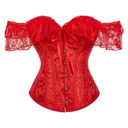 Allegra K Women's Bustier Tops Gothic Jacquard Shoulder