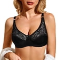 thumbnail image 1 of Women Floral Lace Racerback Underwire Bralette Push Up Cups V Neck Everyday Bra Adjustable Shoulder Straps Comfortable Black 38/85D, 1 of 6