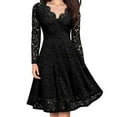 thumbnail image 1 of Women Floral Lace V Neck Formal Dress Swing Cocktail Party Midi Wedding Guest, 1 of 11