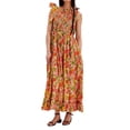 thumbnail image 1 of Women Floral Maxi Dress Tie Shoulder Cutout Backless Boho Smocked Flowy Dresses Summer Fall Sundress, 1 of 6