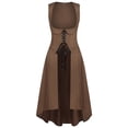 thumbnail image 1 of Women Floral Midi Dress Vintage 50's Sleeveless Ruffle A Line Dress Coffee XL, 1 of 3