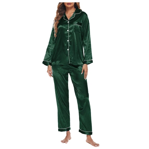 Baikeli Women Floral Pajama 2 Piece Cotton Long Sleeve Button Down Tops Long Pants Lounge Sleepwear Loungewear 2 Piece Outfits