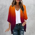 thumbnail image 1 of Women Floral Print Lightweight Chiffon Kimono Cardigan Short Sleeve Loose Beach Wear Cover Up Blouse Tops, 1 of 5