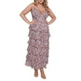 thumbnail image 1 of Women Floral Print Long Dress Spaghetti Strap V Neck Sexy Backless Tiered Ruffles Casual Beach Party Maxi Dresses, 1 of 10