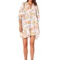 thumbnail image 1 of Women Floral Print Mini Dress V-Neck Tie-Up Lantern Sleeve A-line Dress Fashion Summer Casual Dress, 1 of 5