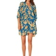 thumbnail image 1 of Women Floral Print Mini Dress V-Neck Tie-Up Lantern Sleeve A-line Dress Fashion Summer Casual Dress, 1 of 5