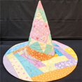thumbnail image 1 of Women Floral Print Quilted Witch Hat, Wide Brim Pointed Wizard Hat, Cottagecore Boho Hat for Photoshoot Garden Party Costume Dress Up, 1 of 2