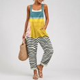 thumbnail image 1 of Women Floral Printed Adjustable Strap Denim Bib Overall Wide Leg Jeans Casual Baggy Overalls Jumpsuit Lightweight Pocket Baggy Dungarees(Light Yellow,XXXL), 1 of 3