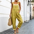thumbnail image 1 of Women Floral Printed Adjustable Strap Denim Bib Overall Wide Leg Jeans Casual Baggy Overalls Jumpsuit Lightweight Pocket Baggy Dungarees(Yellow,S), 1 of 3