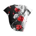 thumbnail image 1 of Women Floral Printed Short Sleeve Round Neck Tops Graphic Sweatshirts Casual Floral Printed Pullover Tops Multicolor A XXXL, 1 of 4