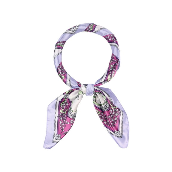INSPIRE CHIC Women Floral Printed Square Scarves 35" Large Silk Feeling Satin Scarves Head Wrap Bandanas 90x90cm Purple