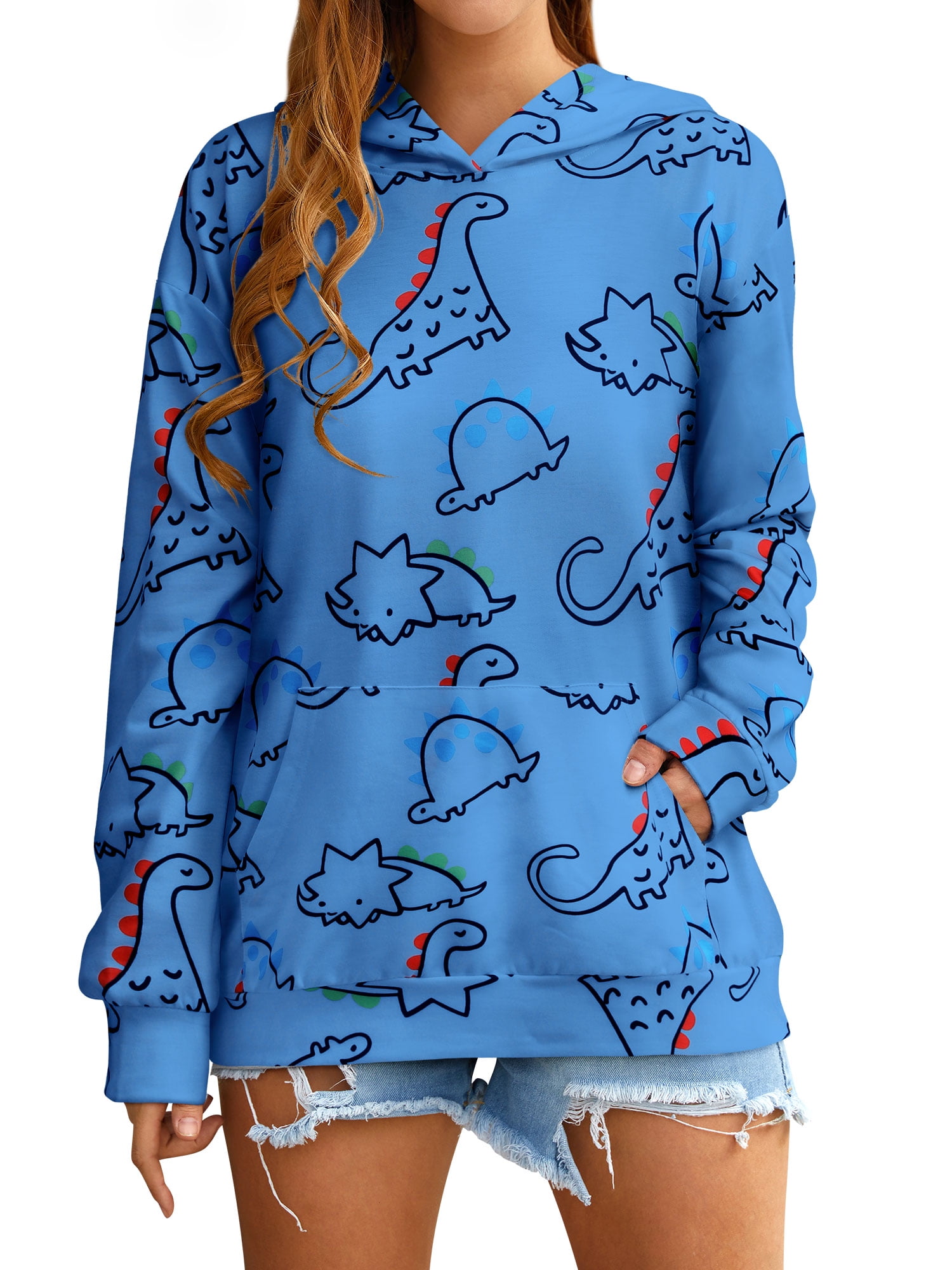 ZXSXSY Women Dinosaur Funny Graphic Hoodie Sweatshirt Pocket ZXSXSY Women Dinosaur Funny Graphic Hoodie Sweatshirt Pocket