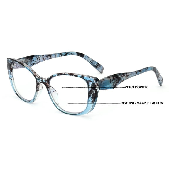 Women Floral Progressive Reading Glasses - Zero Power On Top - No Line Or Bubble Clear Reader CR11 +2.50