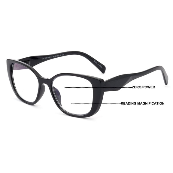 Women Floral Progressive Reading Glasses - Zero Power On Top - No Line Or Bubble Clear Reader CR11 +3.00