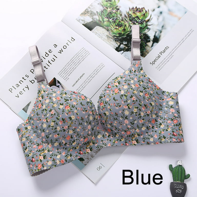 Floral Push Up Seamless Bra Sexy Lingerie Flower Print Gathered