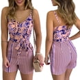 thumbnail image 1 of Women Floral Rompers Deep V Neck Sleeveless Short Jumpsuits for Female, 1 of 6