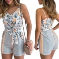 thumbnail image 1 of Women Floral Rompers Deep V Neck Sleeveless Short Jumpsuits for Female, 1 of 6