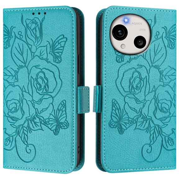 Women Floral Rose Butterfly Folio Flip Phone Case for Sharp Aquos R11, Premium Leather, RFID Protection, Card Slots, Multi-Color Options.S03