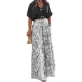 thumbnail image 1 of Women Floral Two Piece Pants Set Short Sleeve V Neck Top Wide Leg Pants Matching Outfit Dressy Summer Set, 1 of 8