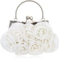 thumbnail image 1 of Women Flower Clutch Purse Rose Satin Evening Handbag Small Purse with Detachable Chain Strap for Wedding Party, 1 of 7