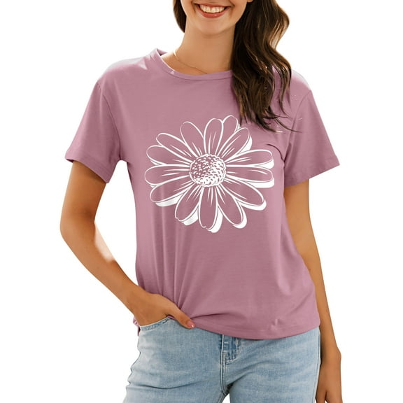 Women Flower Graphic Printed T-Shirt,L