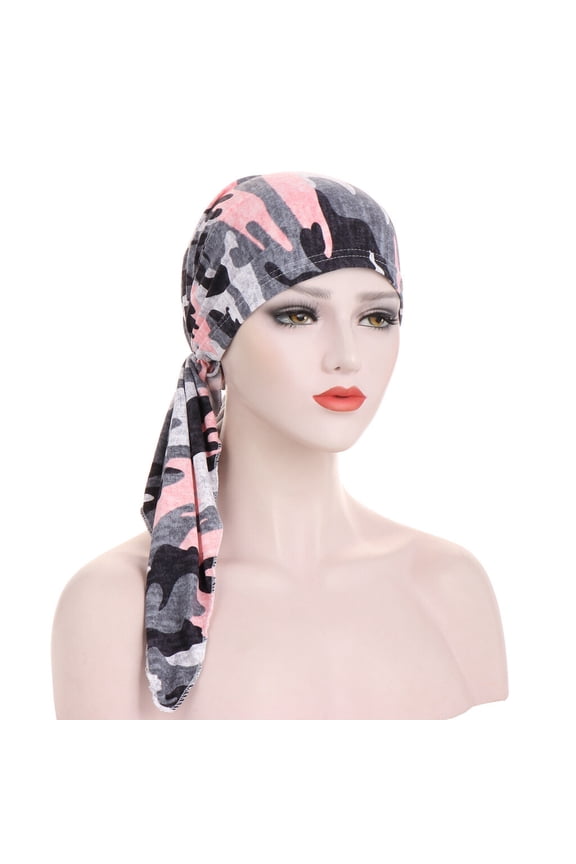 Women Flower Leopard Zebra Long Hat Headwear Turban Hair Head Scarf Headwrap Cap