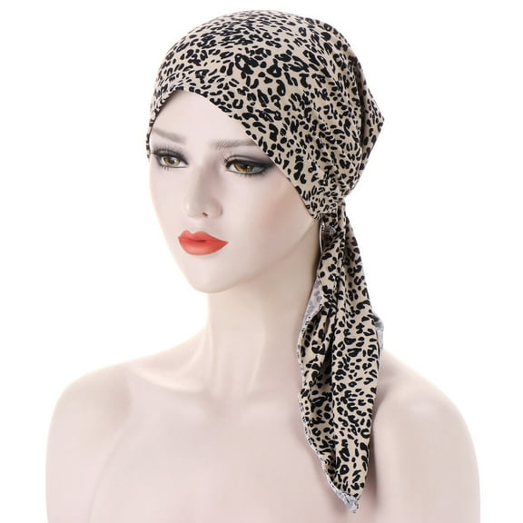 Women Flower Leopard Zebra Long Hat Headwear Turban Hair Head Scarf Headwrap Cap