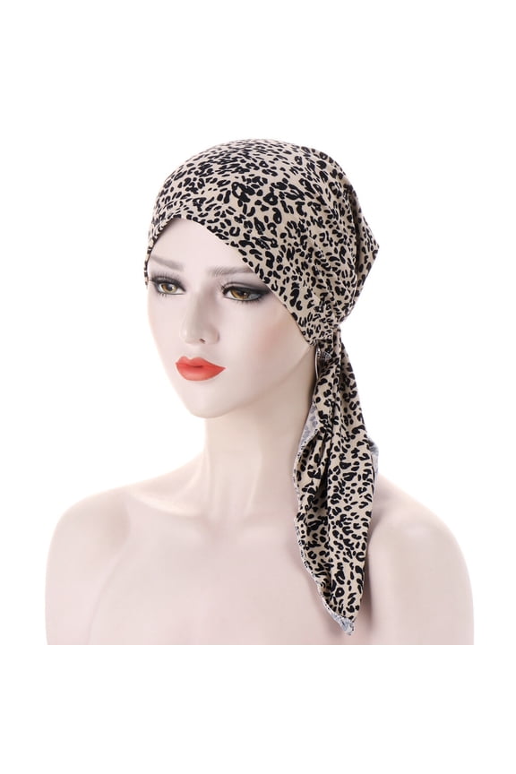 Women Flower Leopard Zebra Long Hat Headwear Turban Hair Head Scarf Headwrap Cap