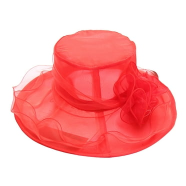 Women Flower Organza Sun Hat, Breathable Summer Wide Brim Visor Caps for Seaside Beach Party Outdoor