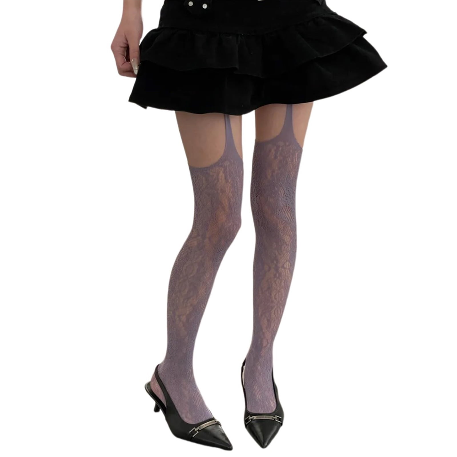Women Flower Pattern Colored Pantyhose Japanese Thigh High Stockings Garter  Belt Suspender Tights - Walmart.com