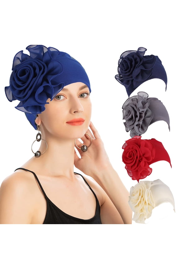 Women Flower Stretchy Beanie Turban Bonnet Chemo Cap for Cancer Patients Ladies Bandanas African Head Wrap