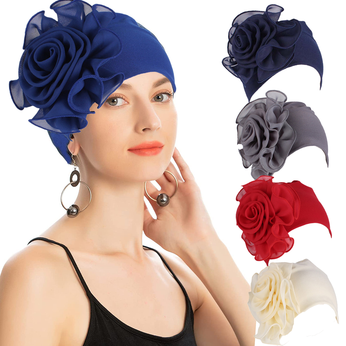 Bonnet Turban Doux Pour Chimiothérapie - Femme - Coton/ Polyester - Extensible Jusqu'à 54 Cm - Confort Cuir Chevelu Sensible