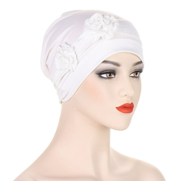 Women Flower Turban Beanie Hat Stretch Elastic Cap Headwear Hair Wrap Headwrap