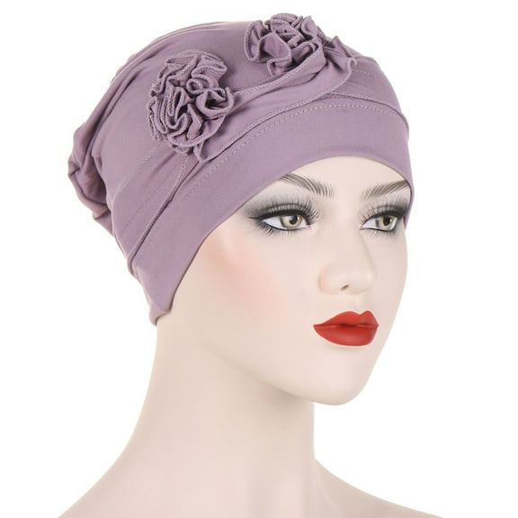 Women Flower Turban Beanie Hat Stretch Elastic Cap Headwear Hair Wrap Headwrap