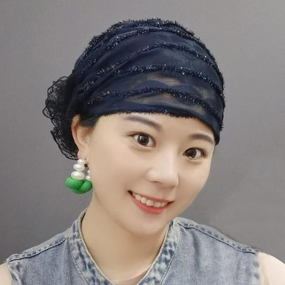 Women Flower Turban Hat Rhinestones Muslim Islamic Head Wrap African Pearl Turban Soft Stretchy Head Cover