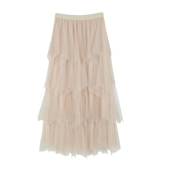 Women Flowy Fairy Skirt High Waisted Skirts Trendy Tulle Skirts Sheer Mesh Clothing