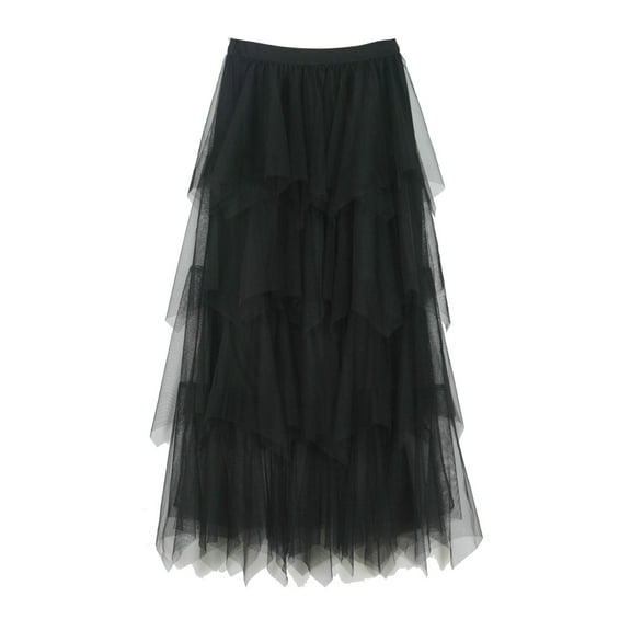 Women Flowy Fairy Skirt High Waisted Skirts Trendy Tulle Skirts Sheer Mesh Clothing