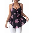 thumbnail image 1 of Women Flowy Floral Babydoll Backless Tank Top Black S, 1 of 9