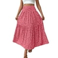 thumbnail image 1 of Women Flowy Long Skirts Elastic High Waist Boho Floral Maxi Skirt Summer Beach Pleated Casual Skirts, 1 of 6