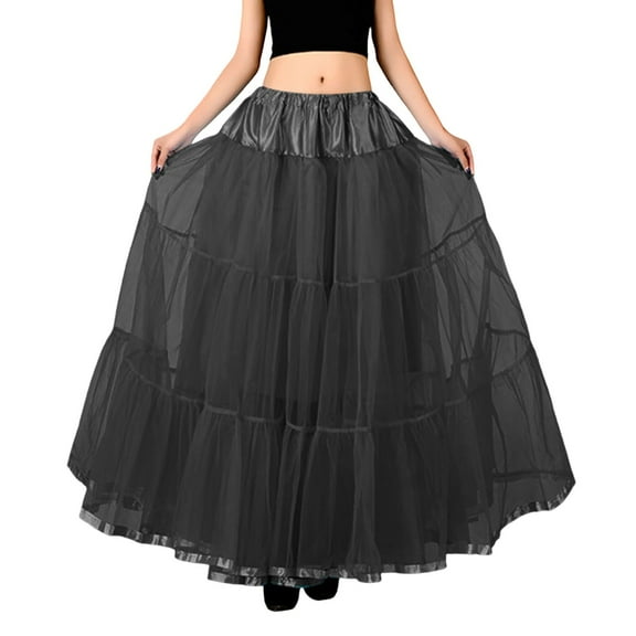 Women Flowy Long Swing Skirt Elegant Boneless Petticoat A-Line Half Shaggy Style