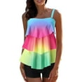 Women Flowy Tankini Swimsuits With Shorts V Neck Swim Tank Tops Bathing